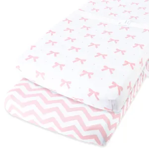 Cotton Jersey Changing Pad Covers, 2 Pack – Bows & Chevron