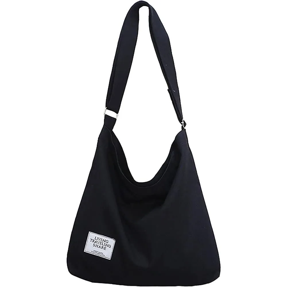 Covelin Women's Retro Large Size Canvas Shoulder Bag Hobo Crossbody Handbag Casual Tote