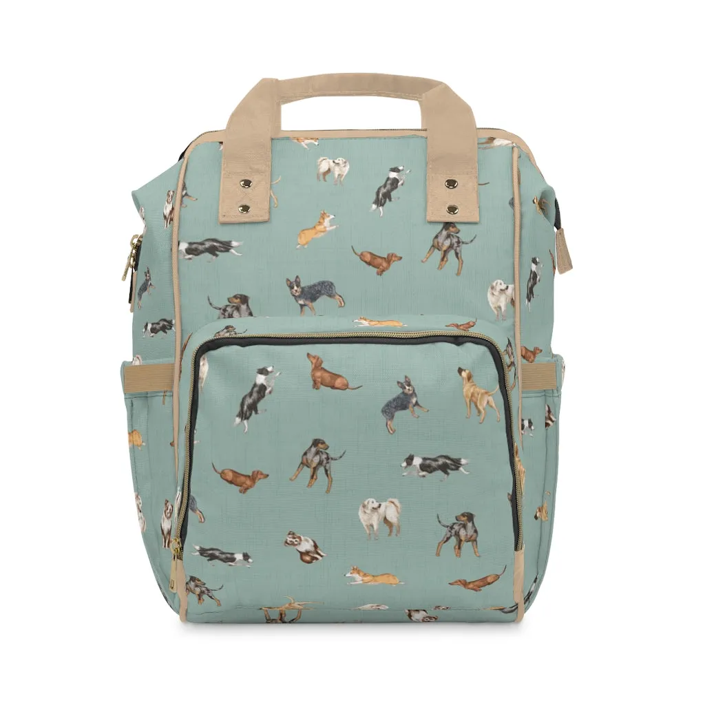 Cow Dogs Diaper Bag in Turquoise