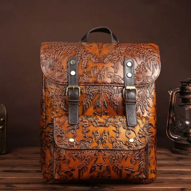 Crazy Horse Cowhide Men Backpack