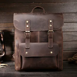 Crazy Horse Cowhide Men Backpack