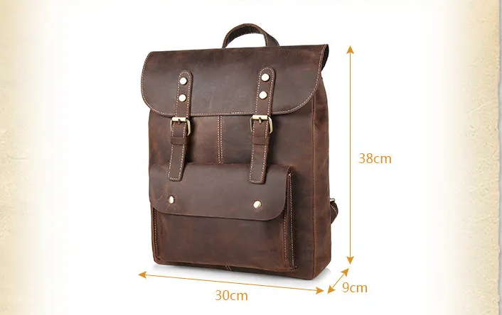 Crazy Horse Cowhide Men Backpack