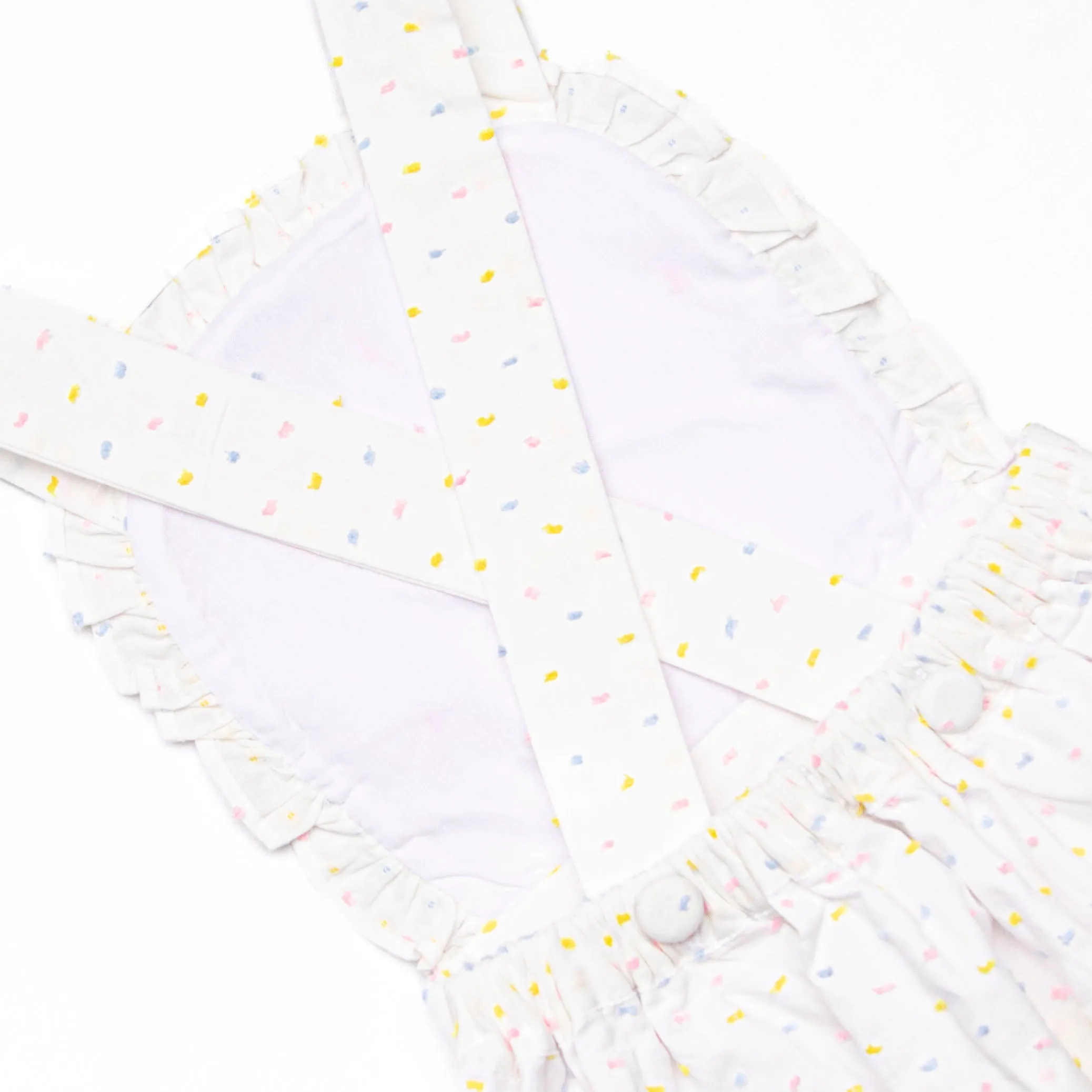 Criss-cross Colors Smocked Diaper Set, White