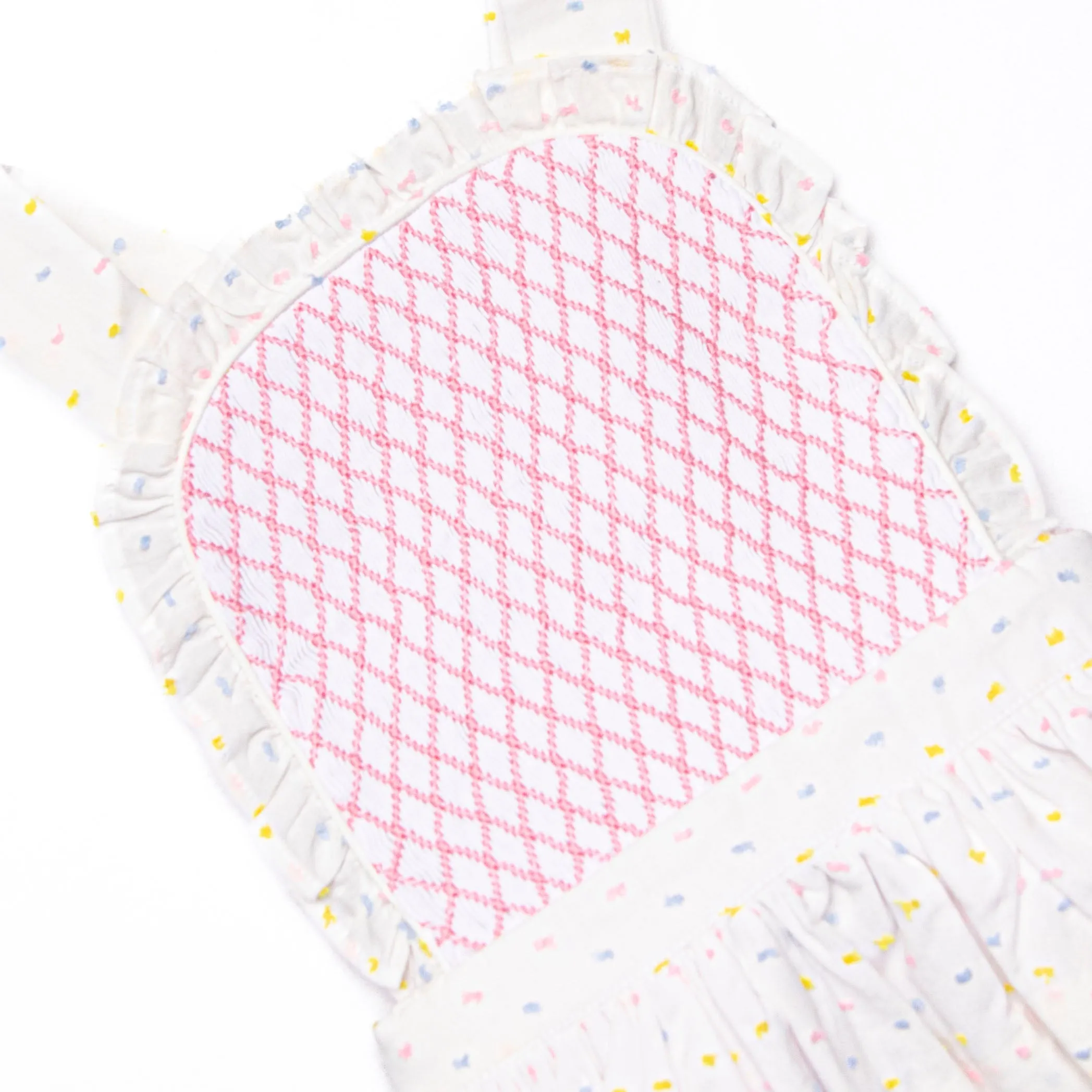 Criss-cross Colors Smocked Diaper Set, White