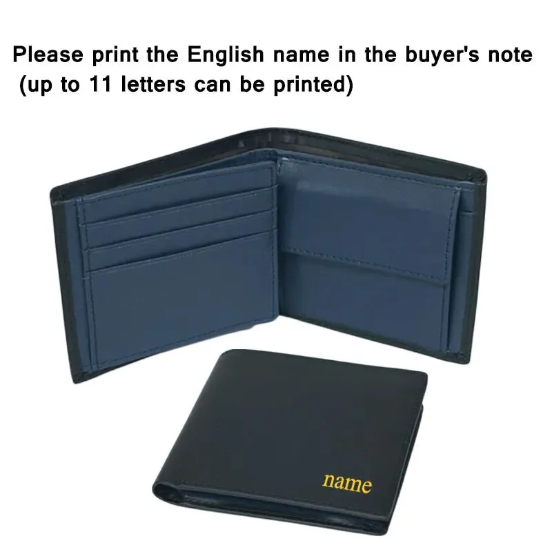 Custom Name RFID Trifold Leather Wallet