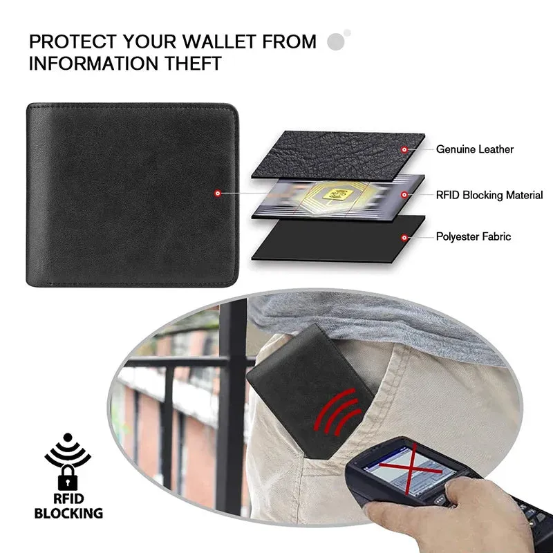 Custom Name RFID Trifold Leather Wallet