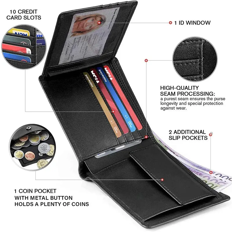 Custom Name RFID Trifold Leather Wallet