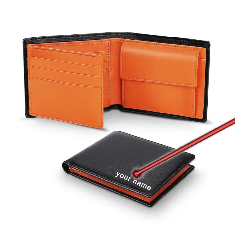 Custom Name RFID Trifold Leather Wallet