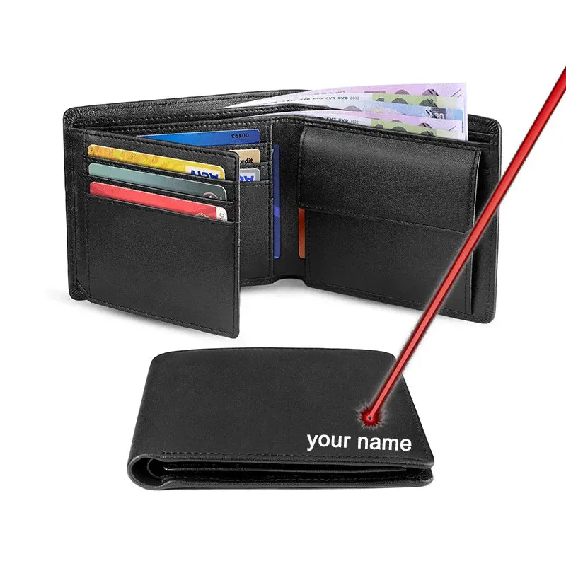 Custom Name RFID Trifold Leather Wallet