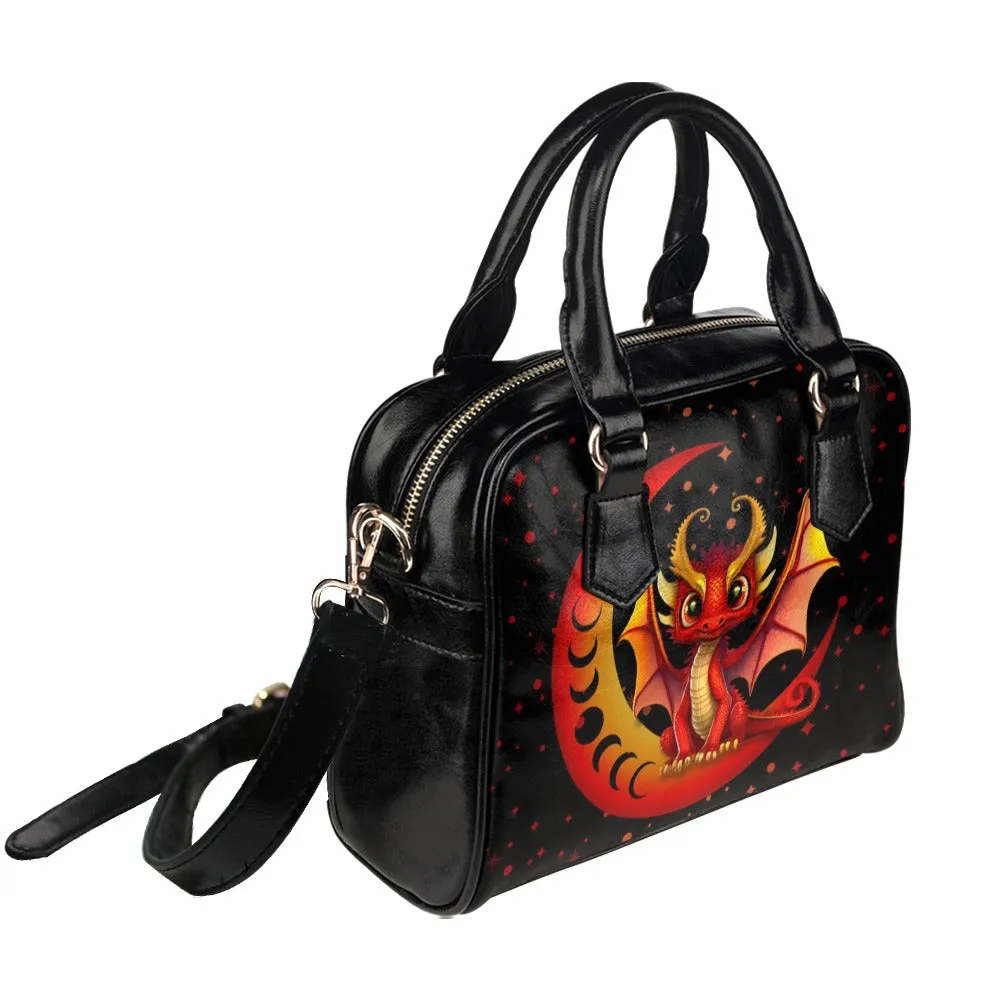 Cute Red and Gold Baby Dragon Purse Bowler Shoulder Bag