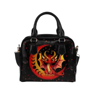 Cute Red and Gold Baby Dragon Purse Bowler Shoulder Bag