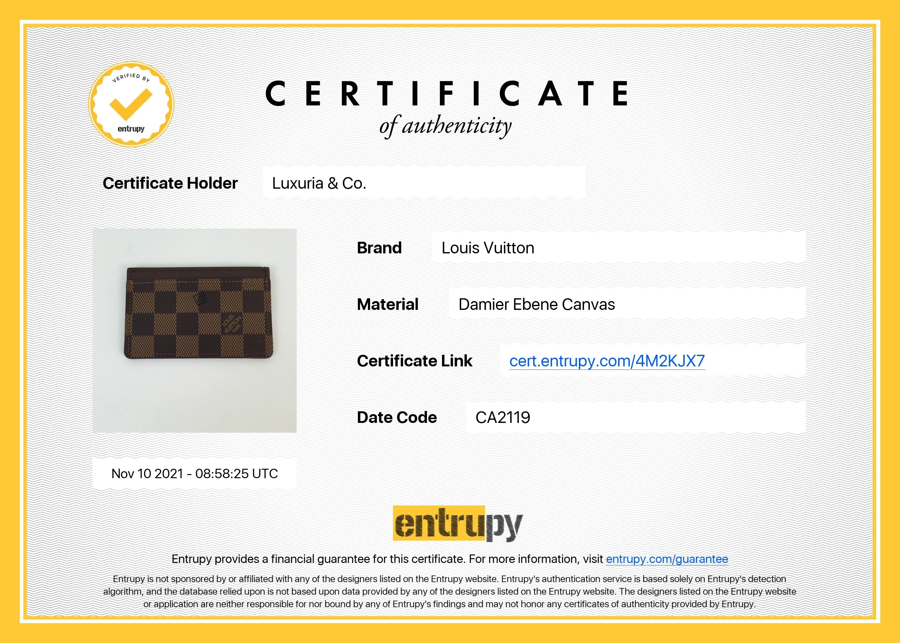 Damier Ebene Card Holder