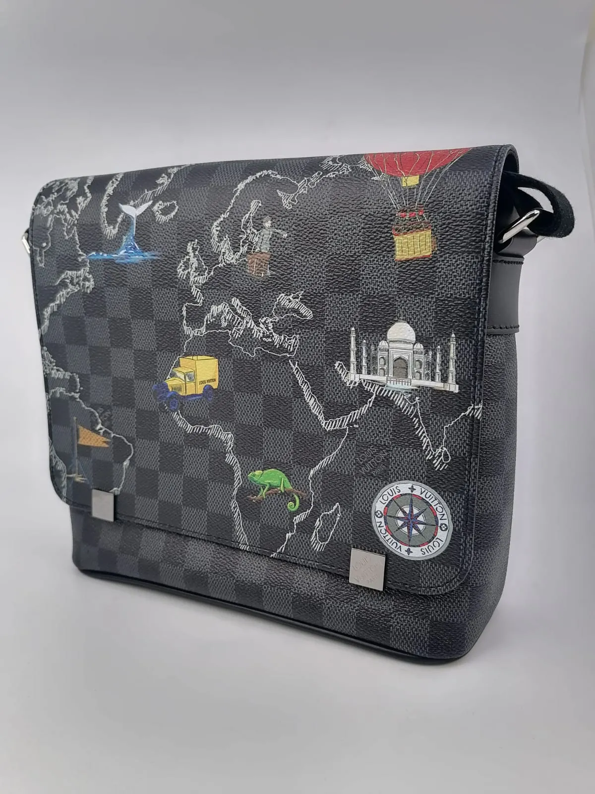 Damier Graphite World Map District PM Messenger Bag