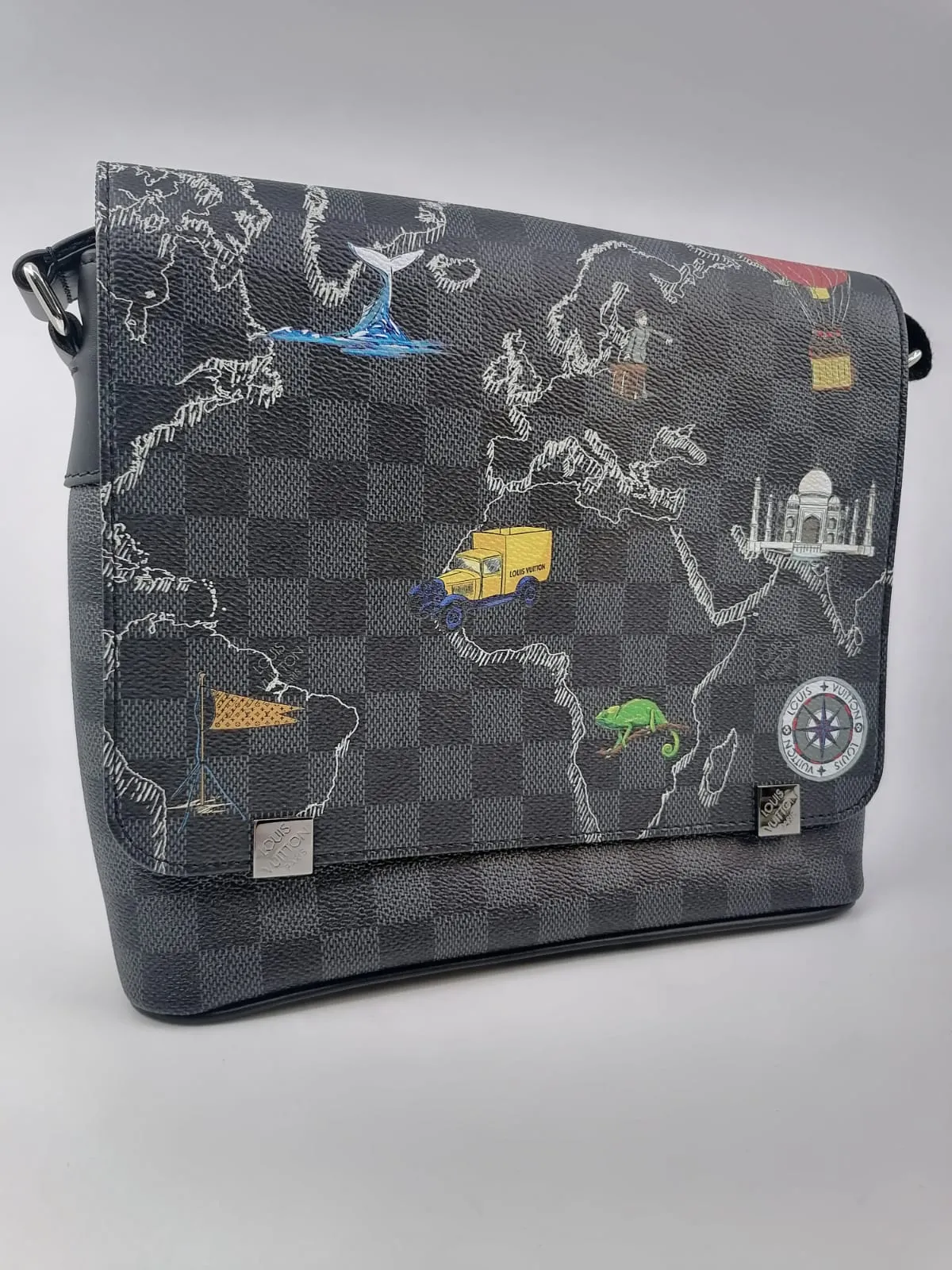 Damier Graphite World Map District PM Messenger Bag