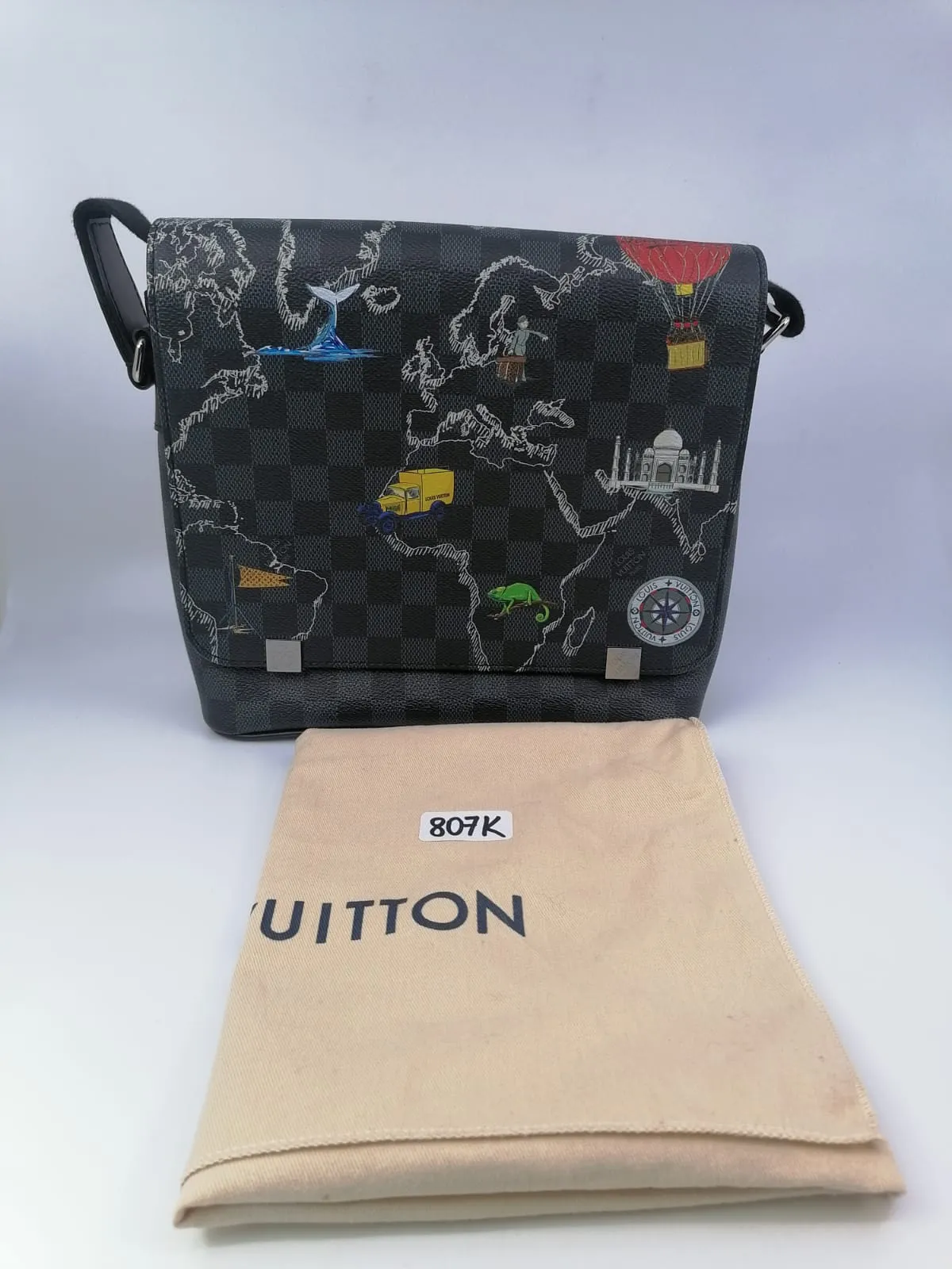 Damier Graphite World Map District PM Messenger Bag