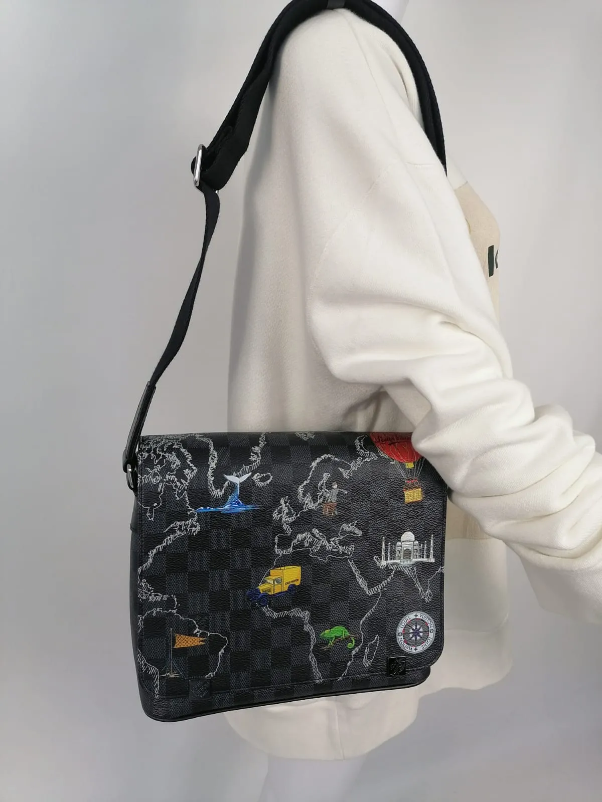 Damier Graphite World Map District PM Messenger Bag