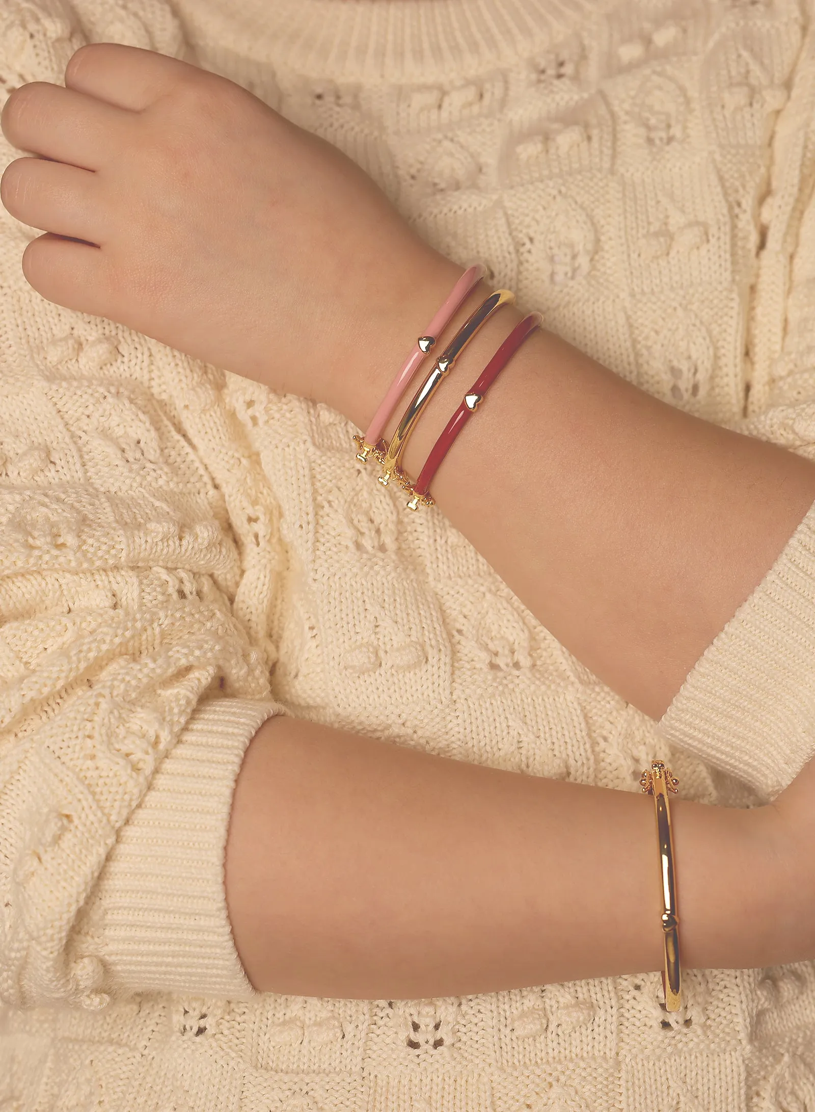 DEEP RED BANGLE WITH GOLD HEART