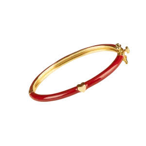 DEEP RED BANGLE WITH GOLD HEART