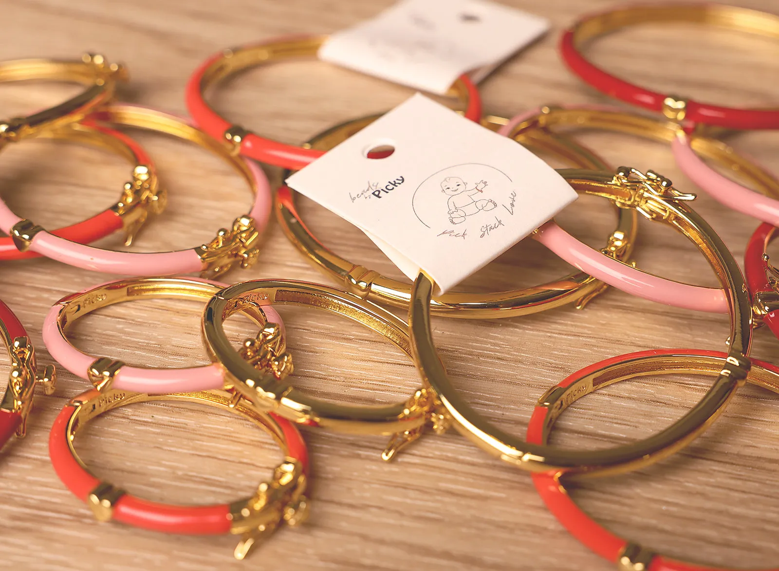 DEEP RED BANGLE WITH GOLD HEART