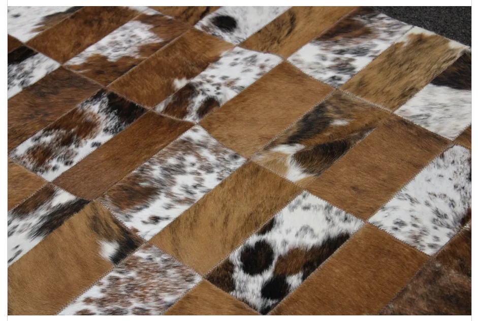 Designer Patchwork Cowhide Rug - Size 41 x 32 IN | 105x 81 cm | Premium Cowhide Rug