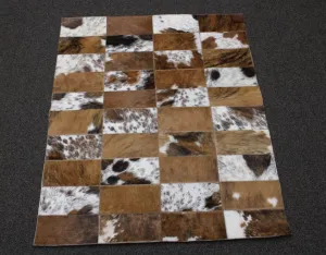 Designer Patchwork Cowhide Rug - Size 41 x 32 IN | 105x 81 cm | Premium Cowhide Rug