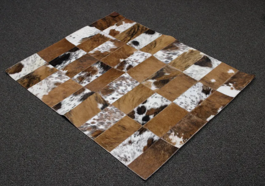 Designer Patchwork Cowhide Rug - Size 41 x 32 IN | 105x 81 cm | Premium Cowhide Rug