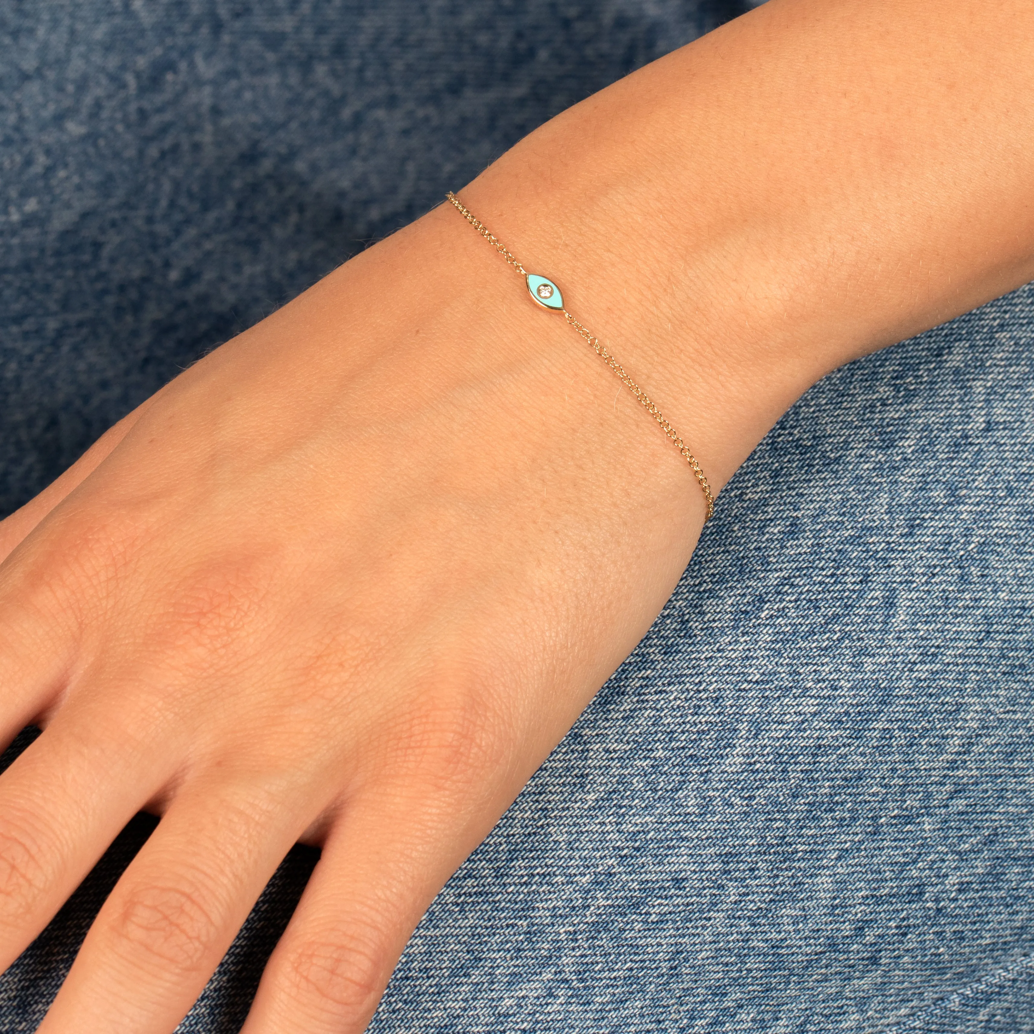 Diamond & Enamel Evil Eye Bracelet 14K