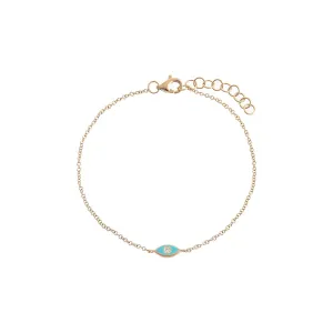 Diamond & Enamel Evil Eye Bracelet 14K