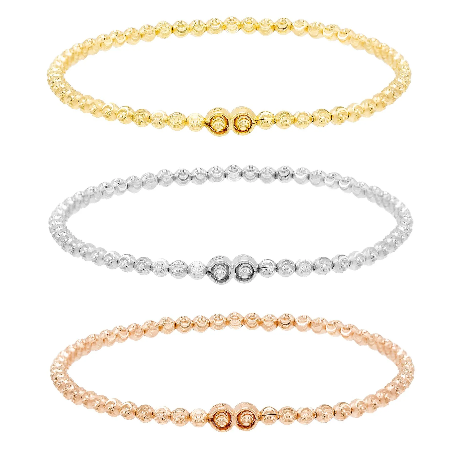 Diamond-Cut Beaded Bracelet Combo Set