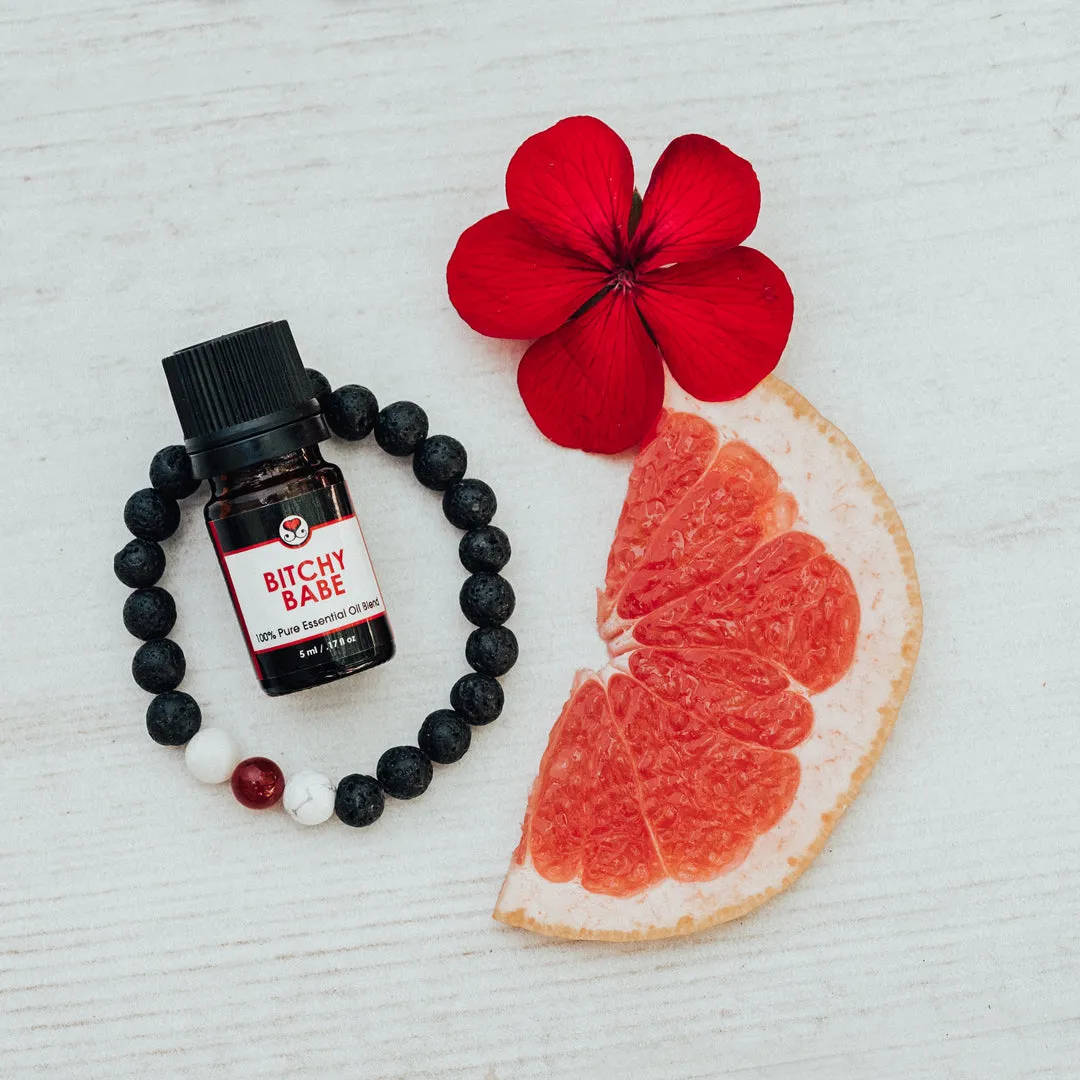 Diffuser Bracelet Gift Set - Red Bead with Bitchy Babe