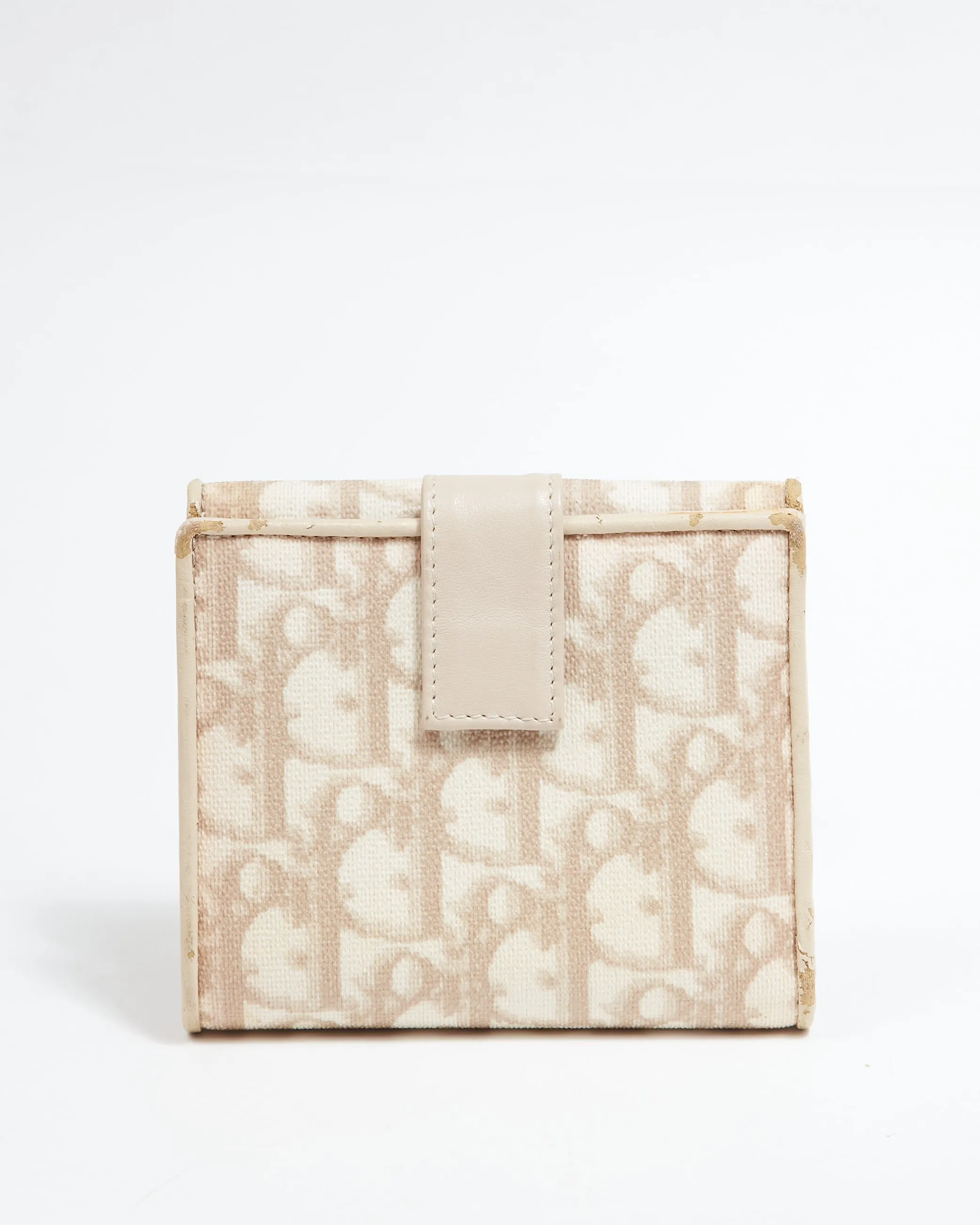 Dior Beige Coated Canvas Romantique Trotter Monogram D Bow Wallet