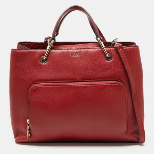 DKNY Red Leather Bryant Park Front Pocket Satchel