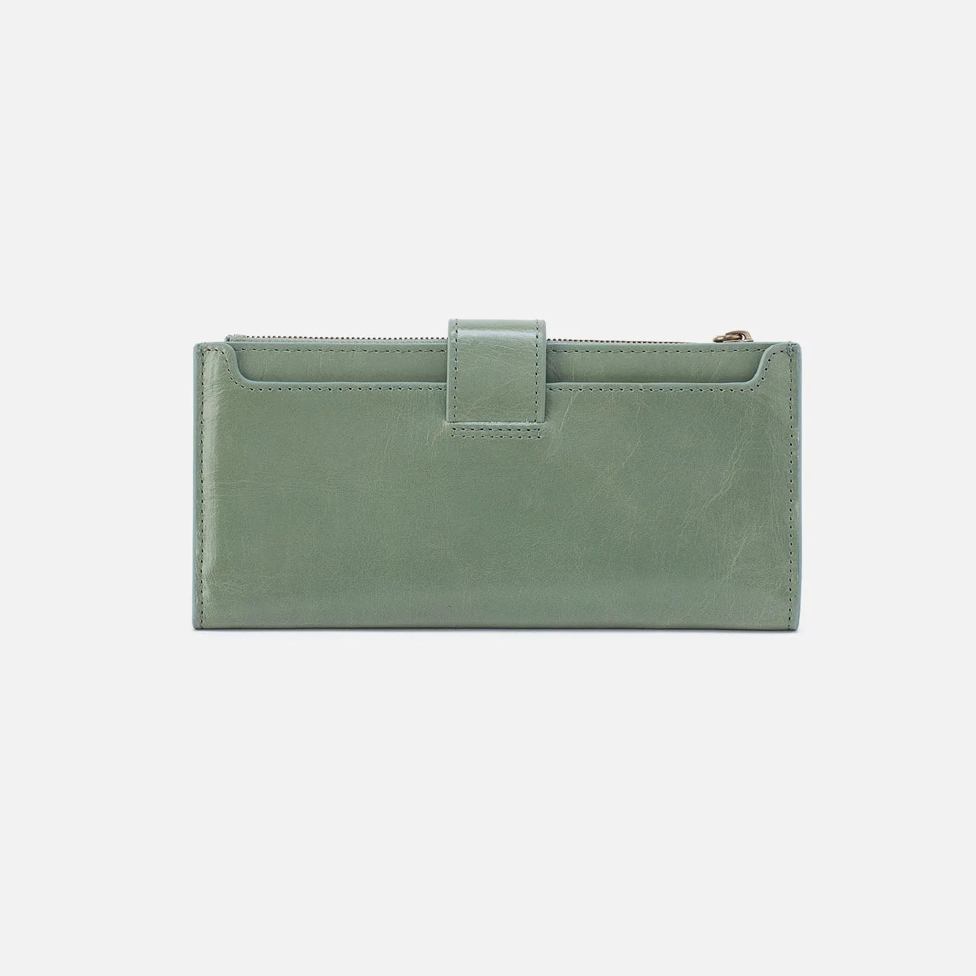 Dunn Continental Wallet In Polished Leather - Jade
