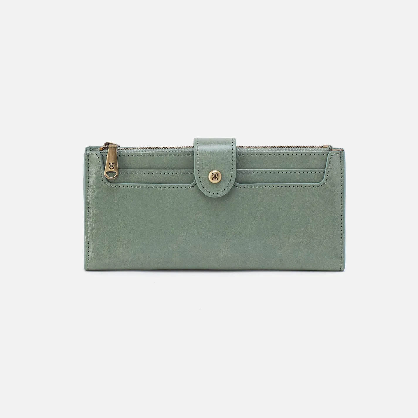 Dunn Continental Wallet In Polished Leather - Jade