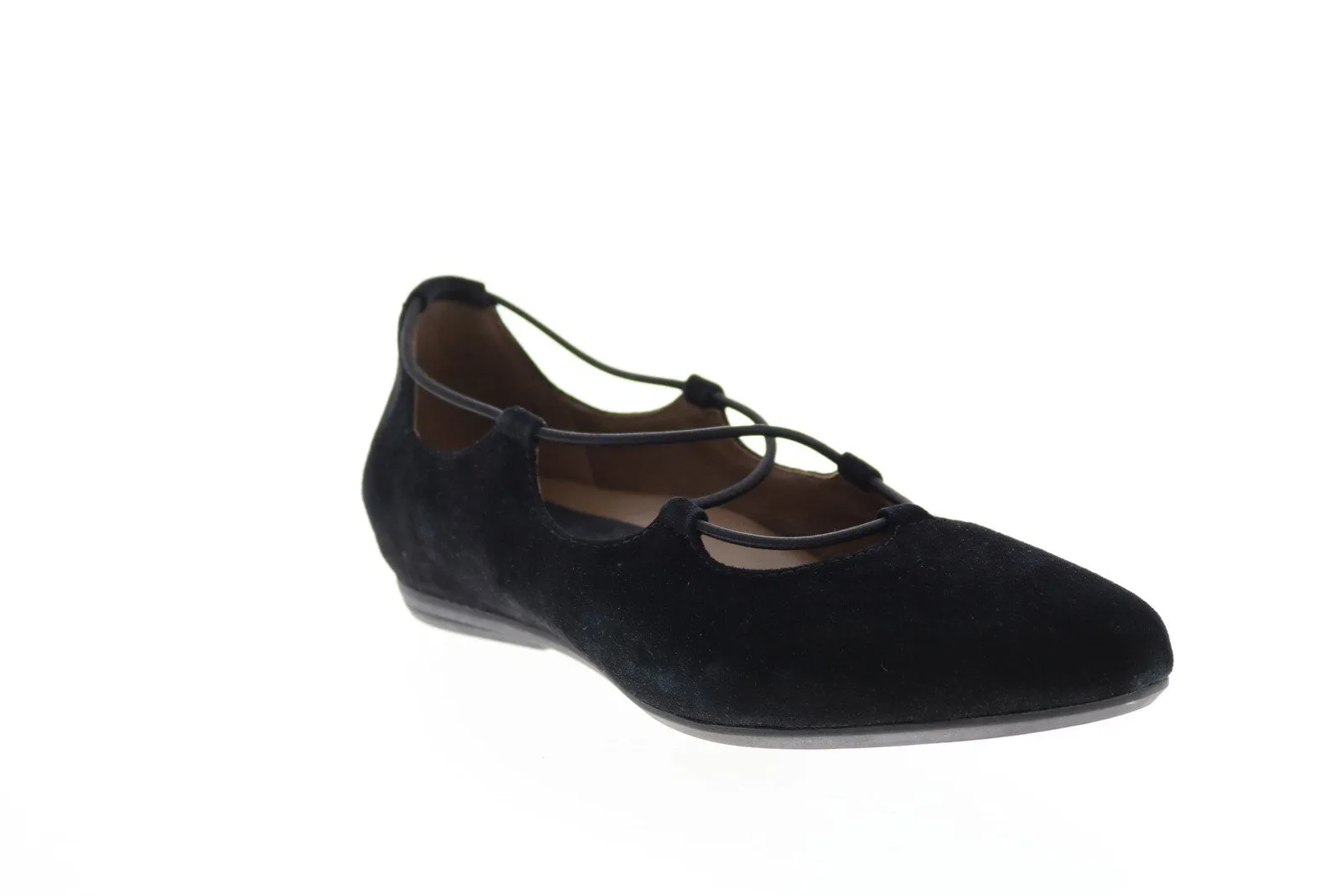 Earthies Essen Flat ESSEN SOFT-BLK Womens Black Suede Ballet Flats Shoes
