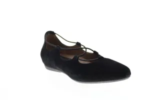 Earthies Essen Flat ESSEN SOFT-BLK Womens Black Suede Ballet Flats Shoes