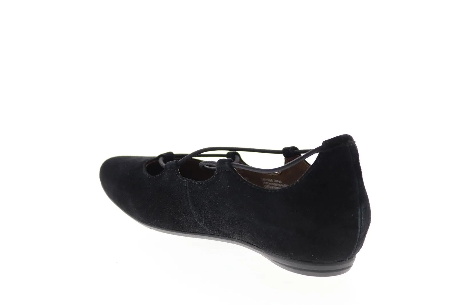 Earthies Essen Flat ESSEN SOFT-BLK Womens Black Suede Ballet Flats Shoes