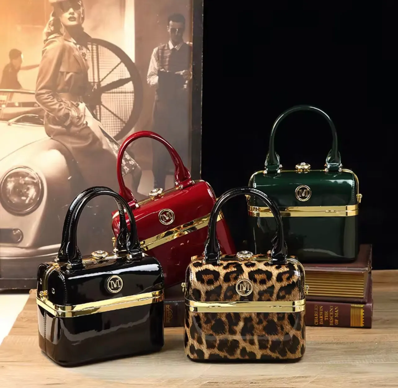 Elegant  Fashion women's Top  Short Handle Satchel Handbags Leather