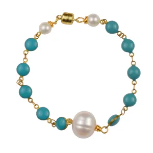 Enamel Bracelet with Pearl Accents