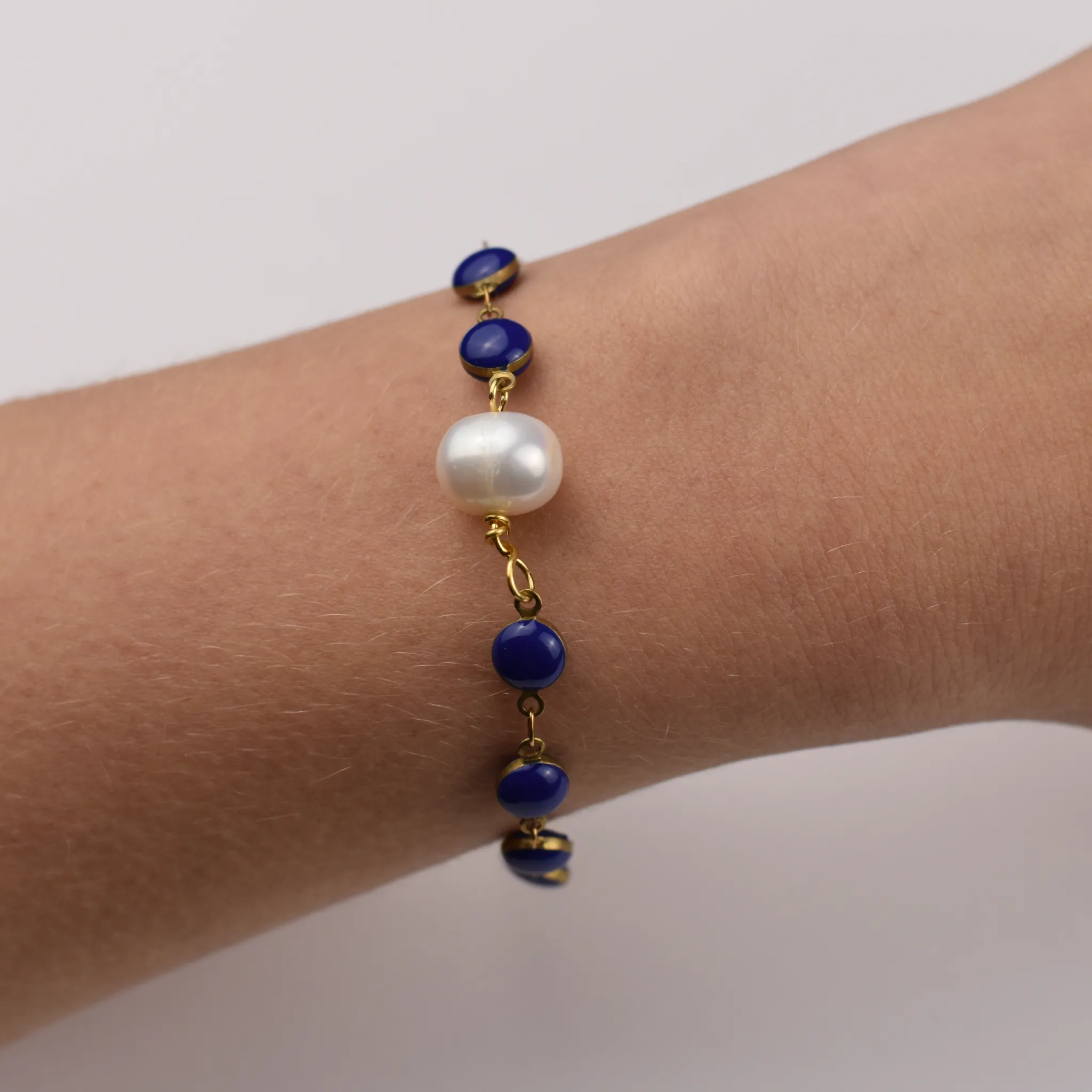 Enamel Bracelet with Pearl Accents