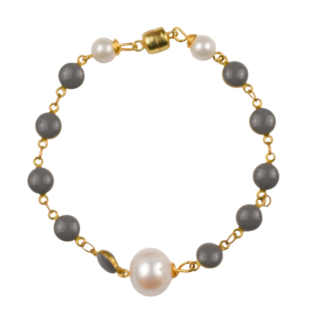 Enamel Bracelet with Pearl Accents