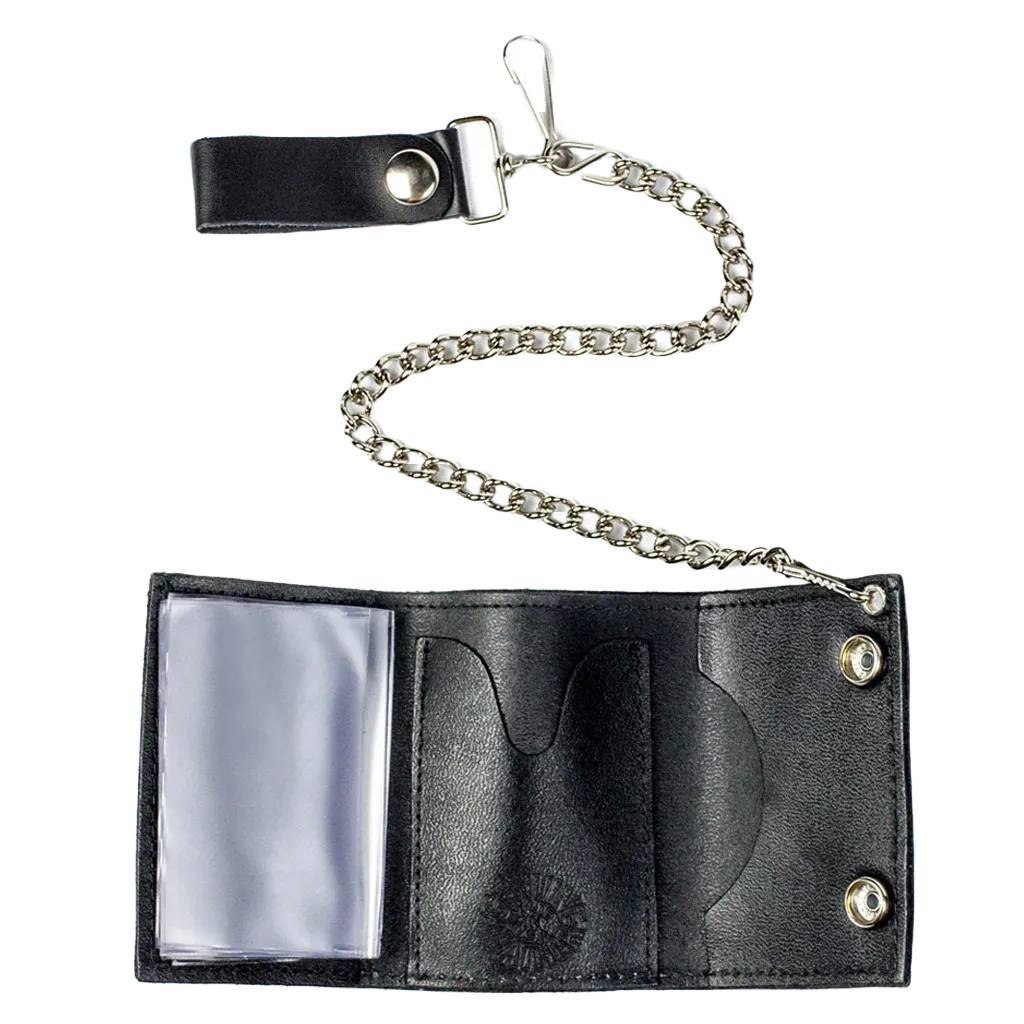 ET304-N3C Embroidered Tri-Fold Wallet w/Chain - 3 Animales Color