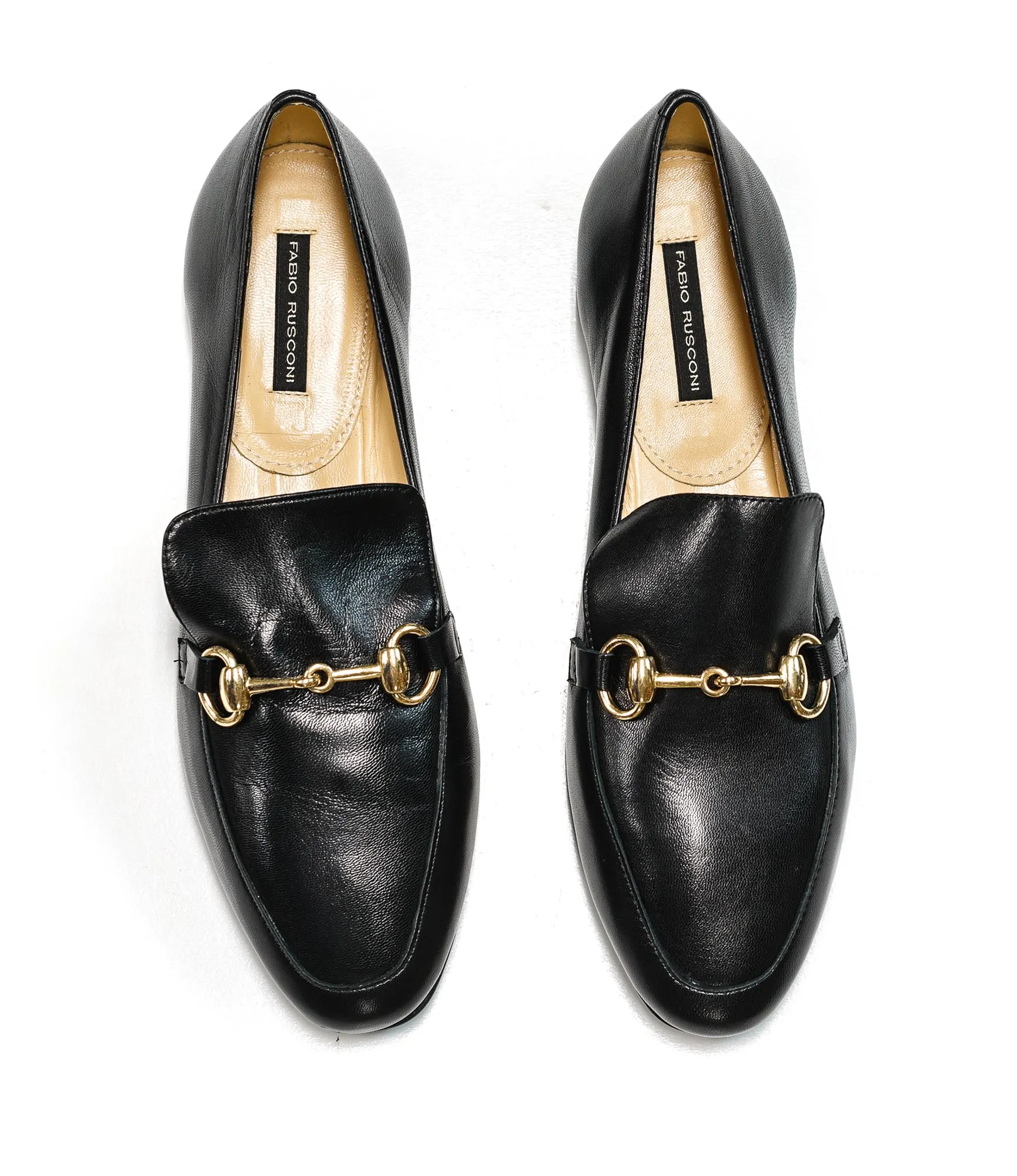 Fabio Rusconi Women's Black Leather with Gold Buckle Shoe F5072