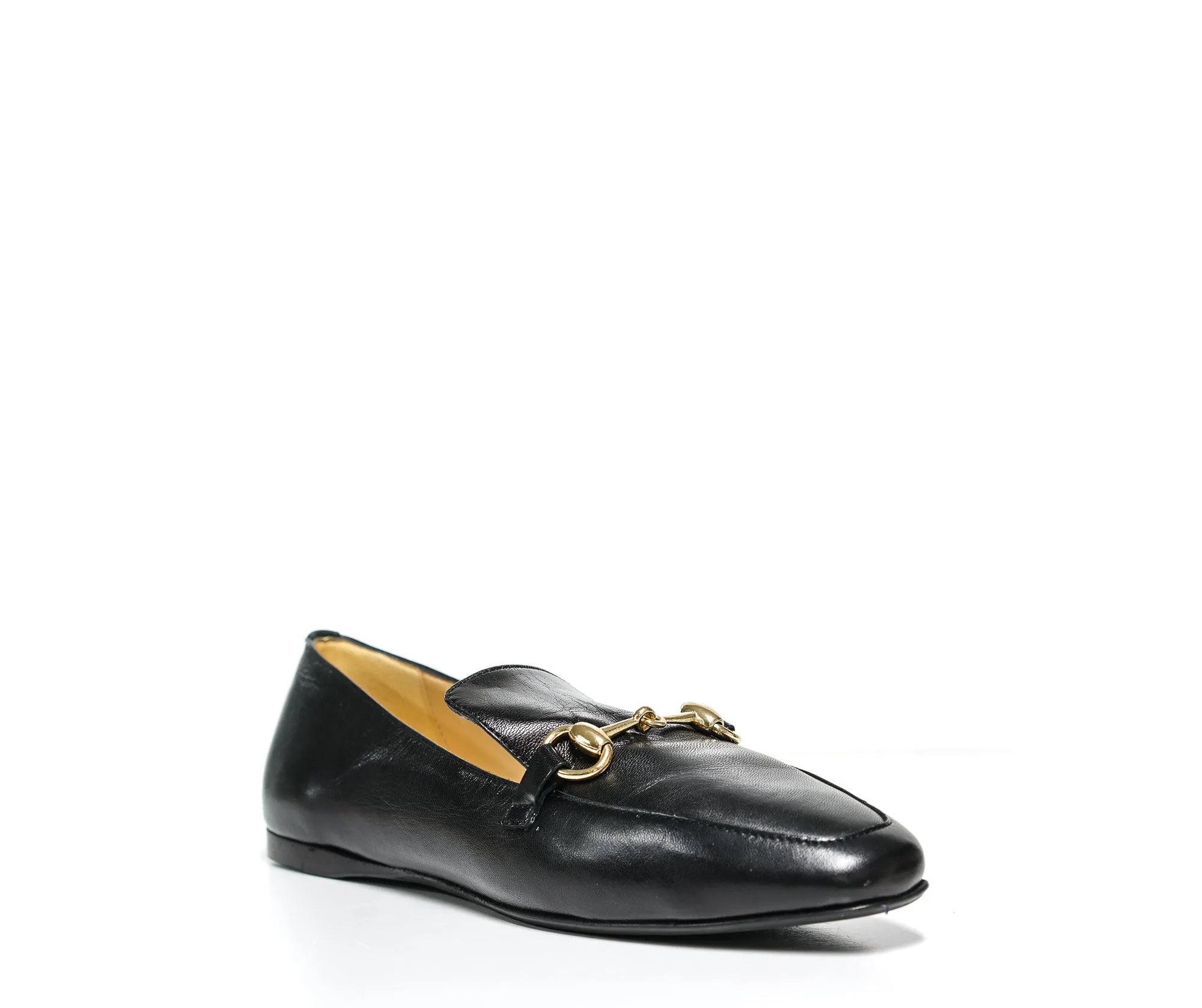 Fabio Rusconi Women's Black Leather with Gold Buckle Shoe F5072