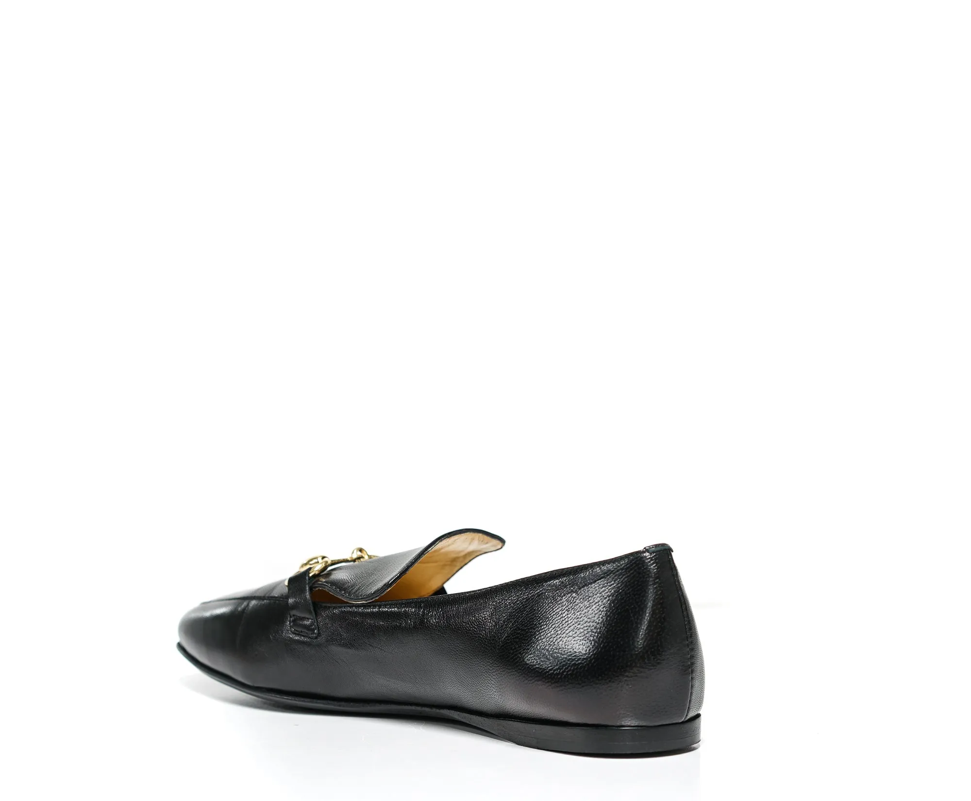 Fabio Rusconi Women's Black Leather with Gold Buckle Shoe F5072