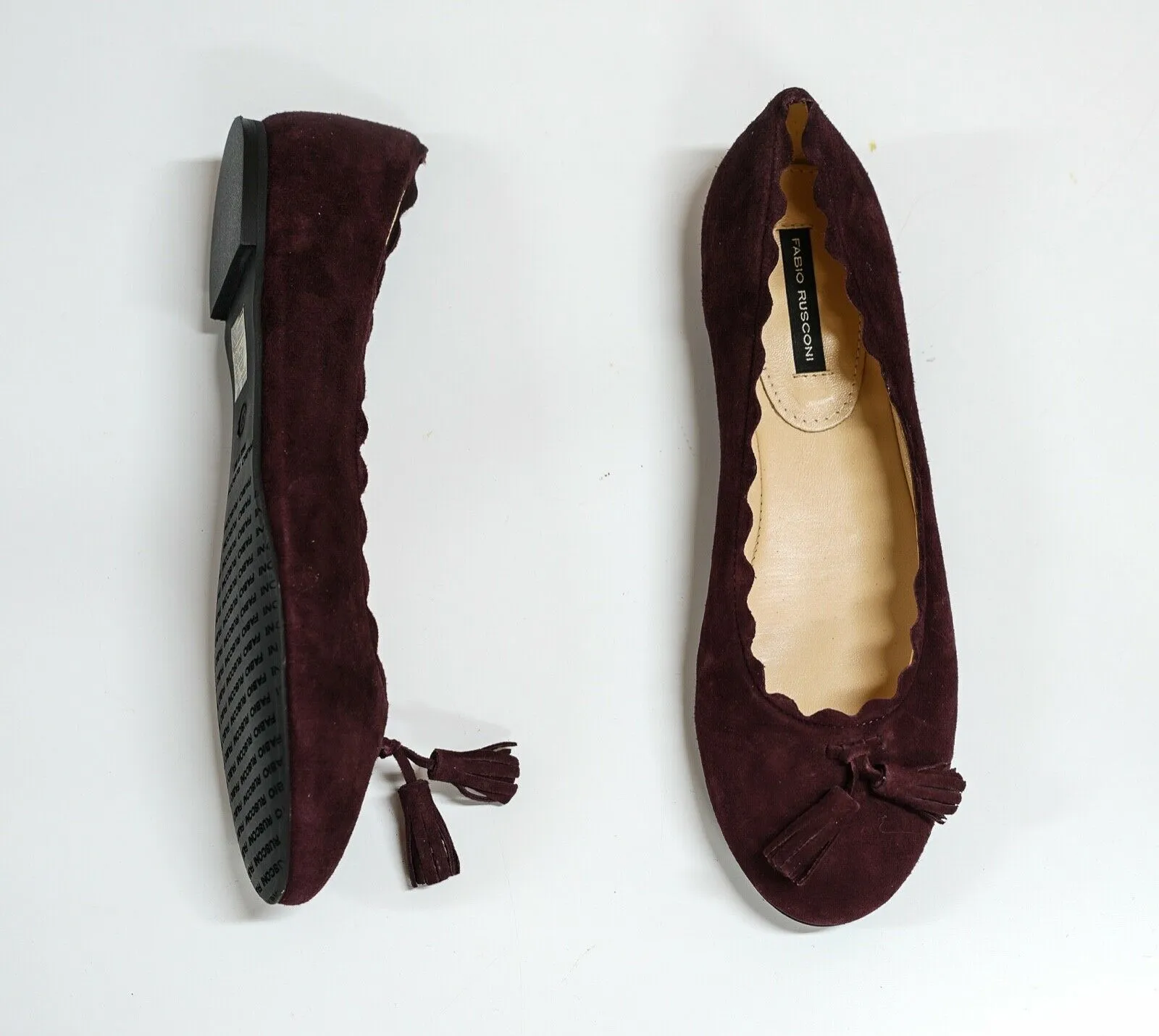 Fabio Rusconi Women's Suede Wine Tassle Flat Shoe F3771