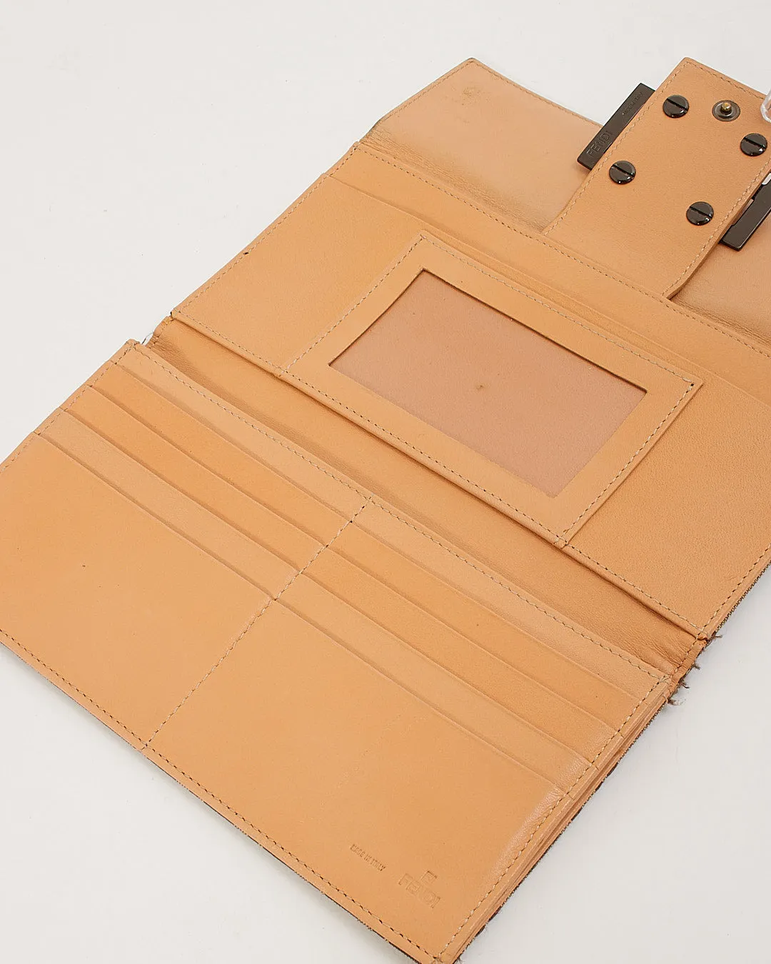 Fendi Beige Zucchino Canvas Continental Wallet