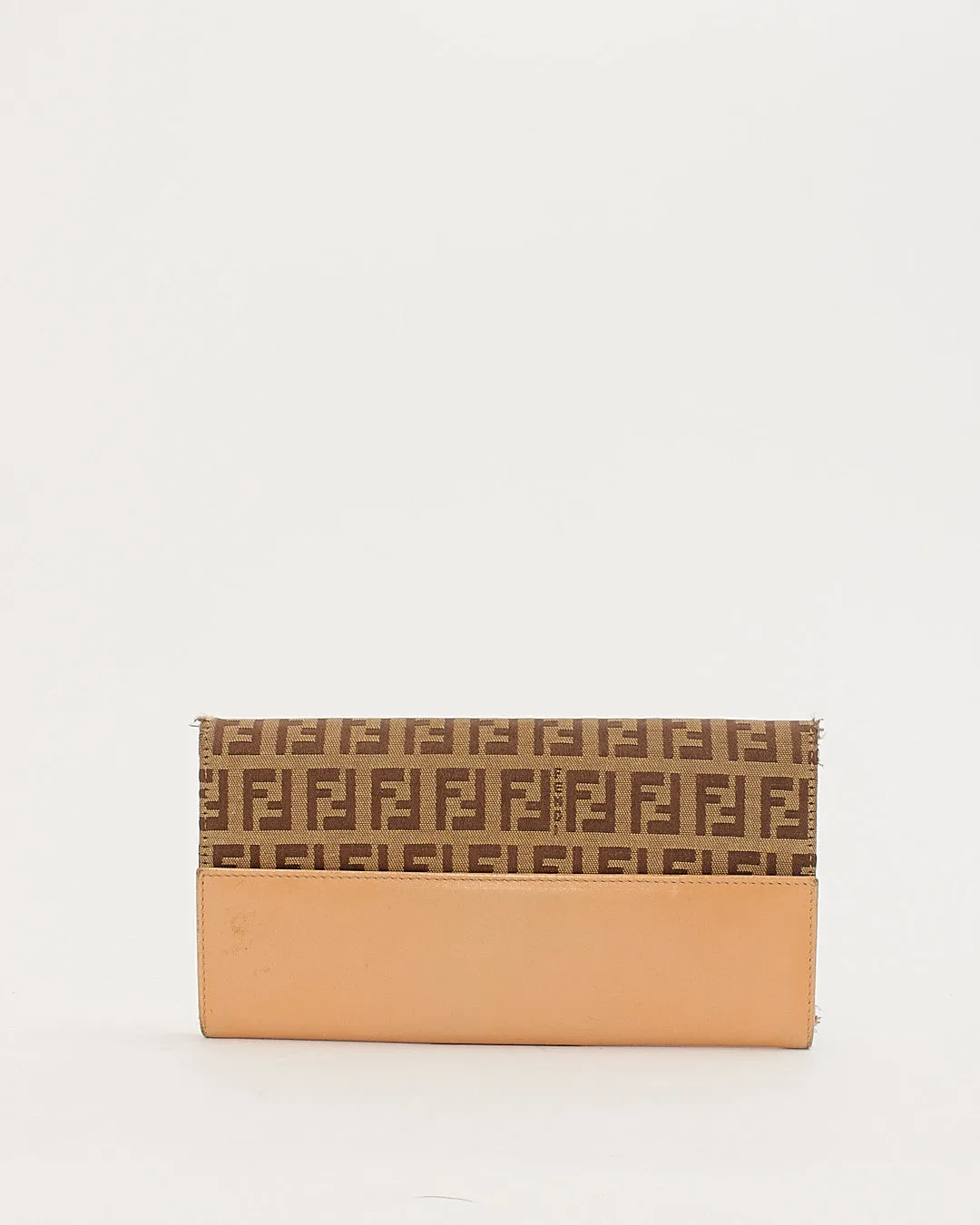 Fendi Beige Zucchino Canvas Continental Wallet