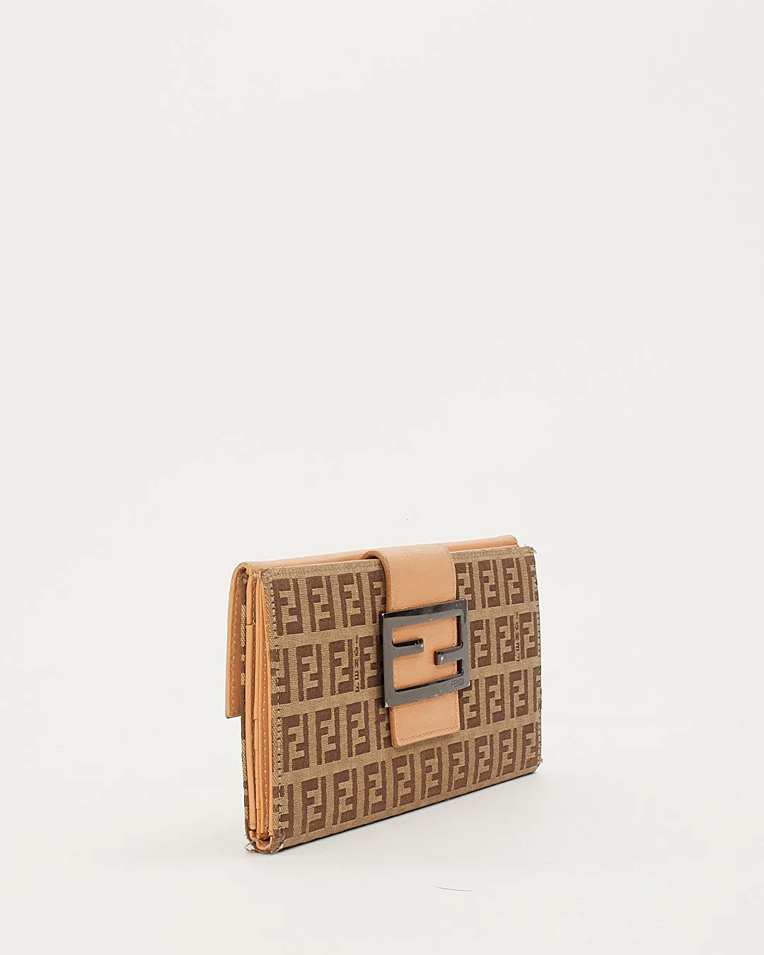 Fendi Beige Zucchino Canvas Continental Wallet