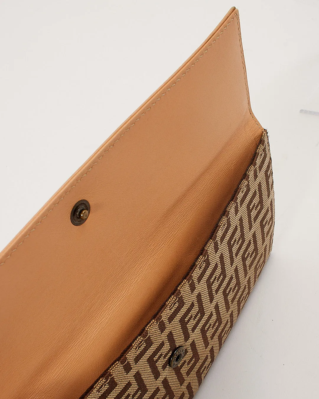 Fendi Beige Zucchino Canvas Continental Wallet